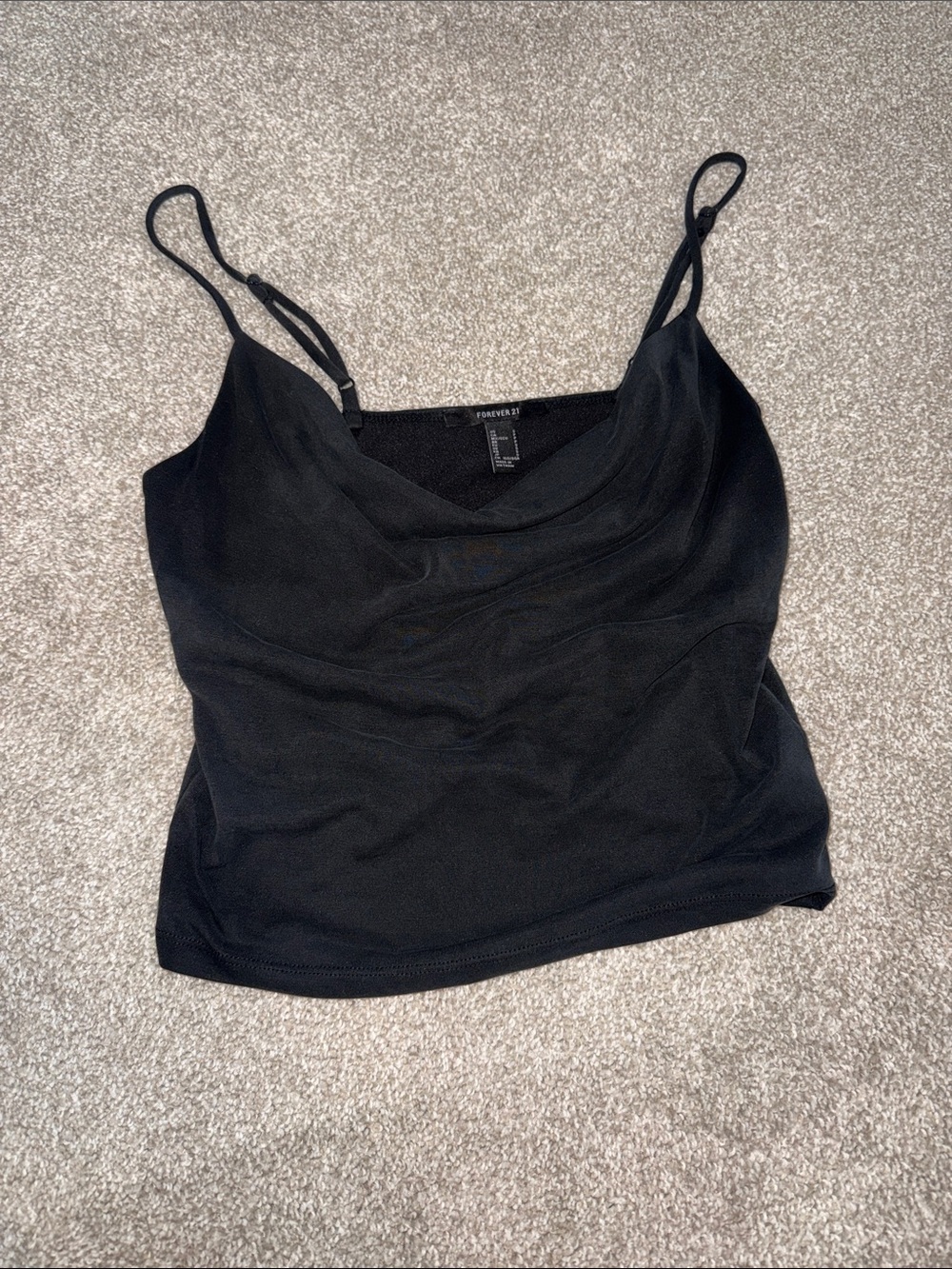Forever 21 Black Cowl Neck Camisole with Spaghetti Straps